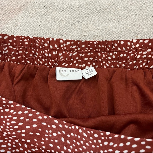 brick red spotted tiered midi skirt - Picture 3 of 4